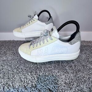 P448 Soho White Gray Low Top Sneakers Women’s Size 7.5 EU 38